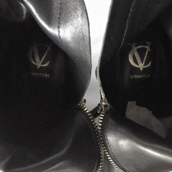 VINCE CAMUTO SIGNATURE Motorcycle Black Zipper Boot - Picture 12 of 16